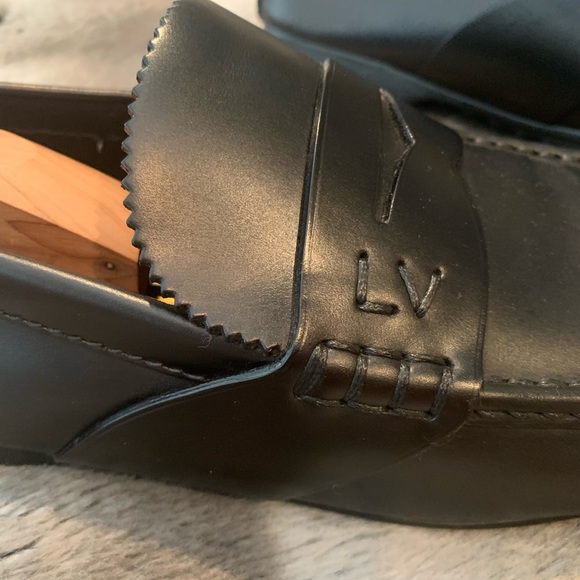 Louis Vuitton Black Leather Slip on Penny Loafers - Picture 2 of 7